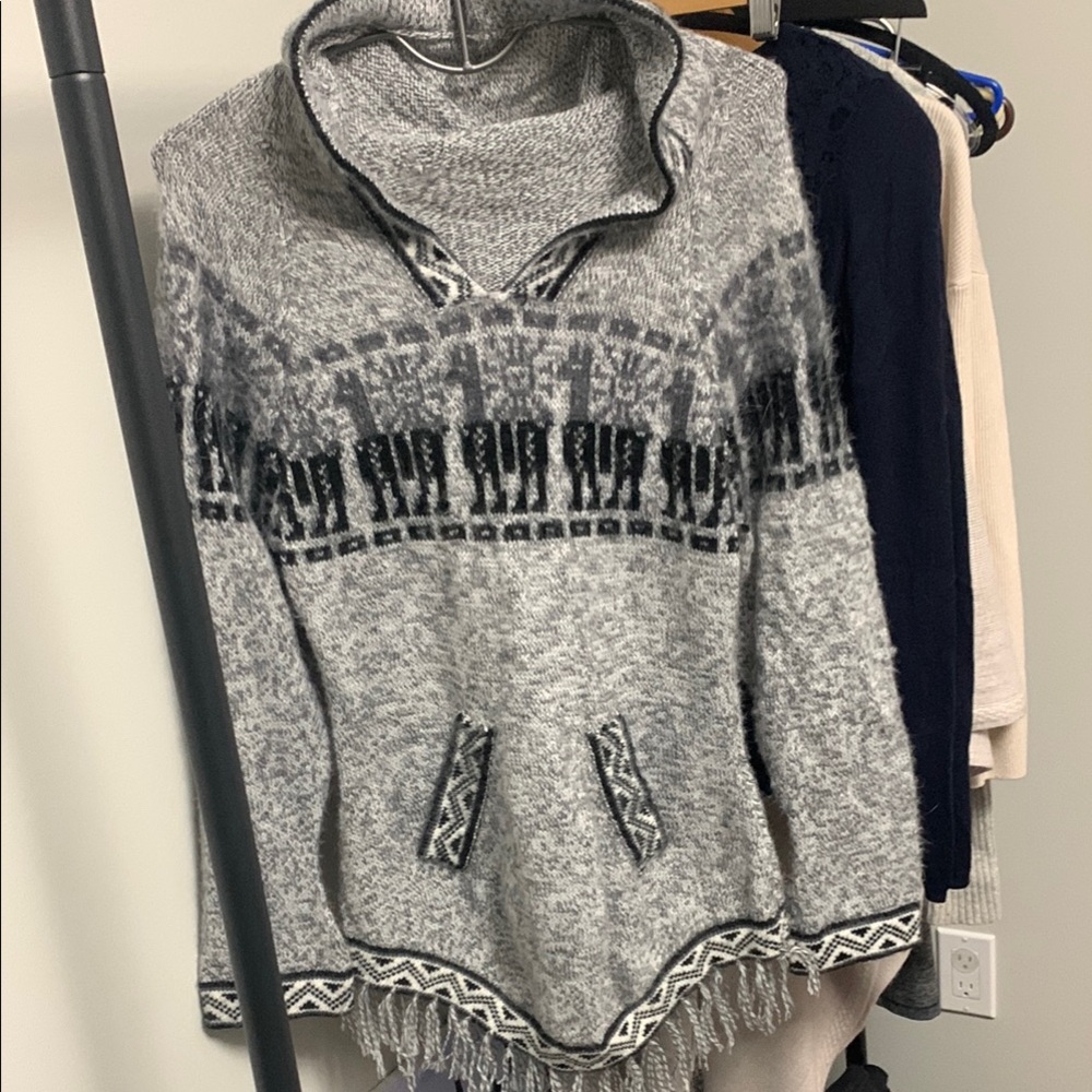 Cozy Gray Alpaca Patterned Sweater - Size S - Brand New Handmade, no tags